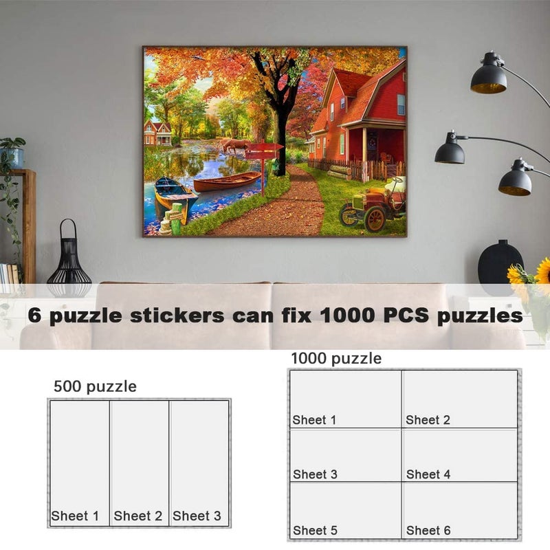 QIKSION 48 Sheets Puzzle Saver Sheets  Preserve 8 ? 1000 Puzzle Saver Peel and Stick  Puzzle Sticker Sheets No Stress & No Mess  Puzzle Glue Sheets and Frame to Preserve Your Finished 2000  1000  500 Puzzle - Image 4